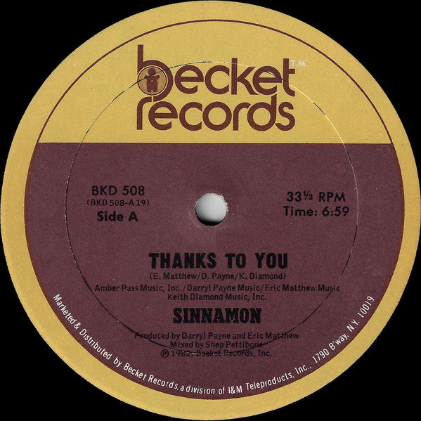 Sinnamon ‎– Thanks To You