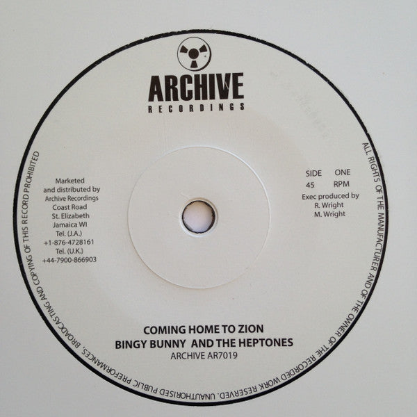 Bingy Bunny And The Heptones – Coming Home To Zion 7"